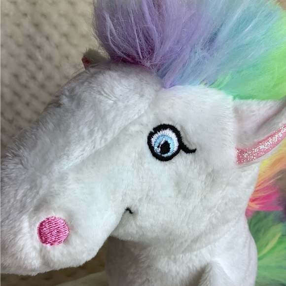 Kinder Surprise Ferrero Rainbow Plush Unicorn Stuffed Animal Embroidered Eyes - Picture 3 of 10
